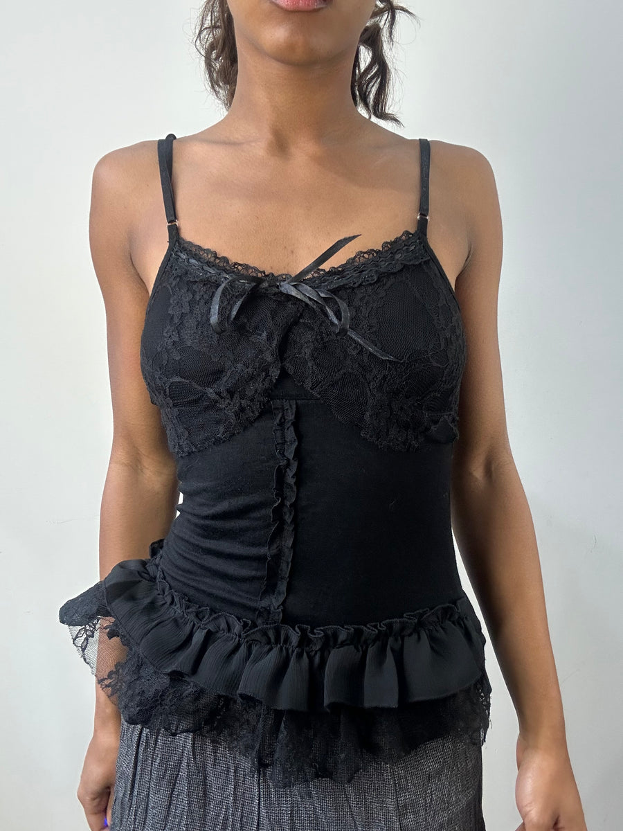romantic grunge edit | small/ medium black lace cami top