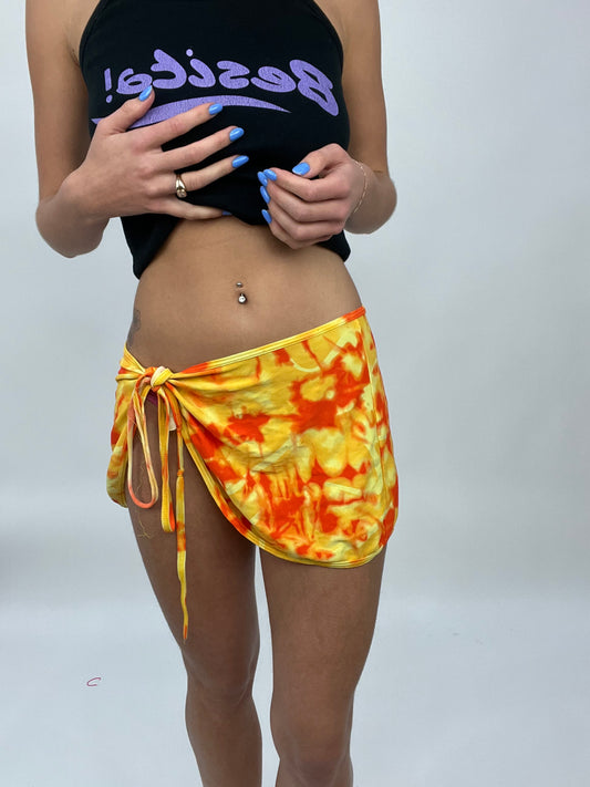 COCONUT GIRL DROP | orange and yellow tie dye wrap skirt