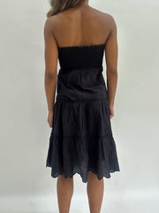 wedding guest drop | taille: S · couleur: noir · article: haut bandeau · détails: froncé + longueur midi