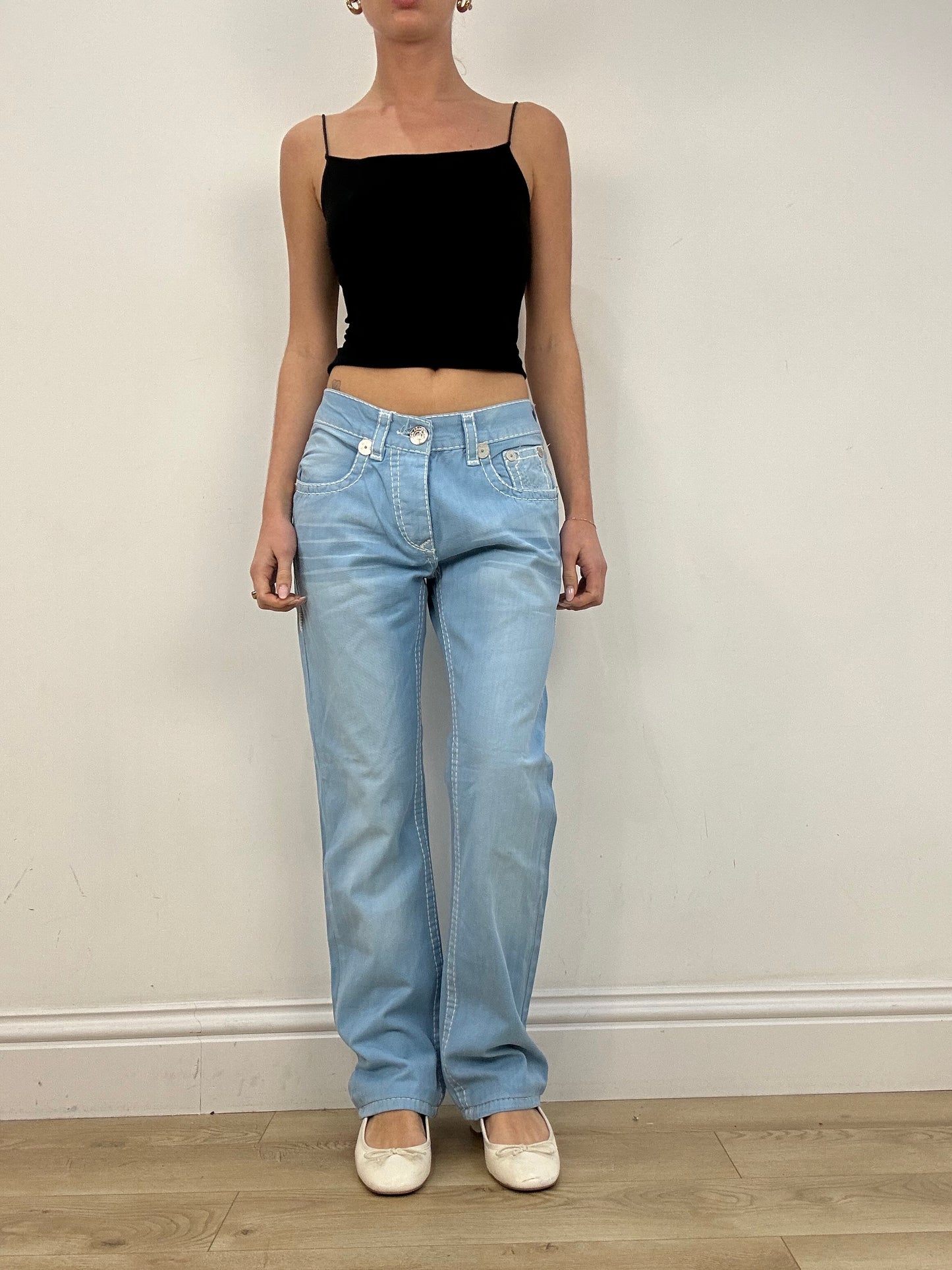 vintage edit ten | medium baby blue true religion jeans