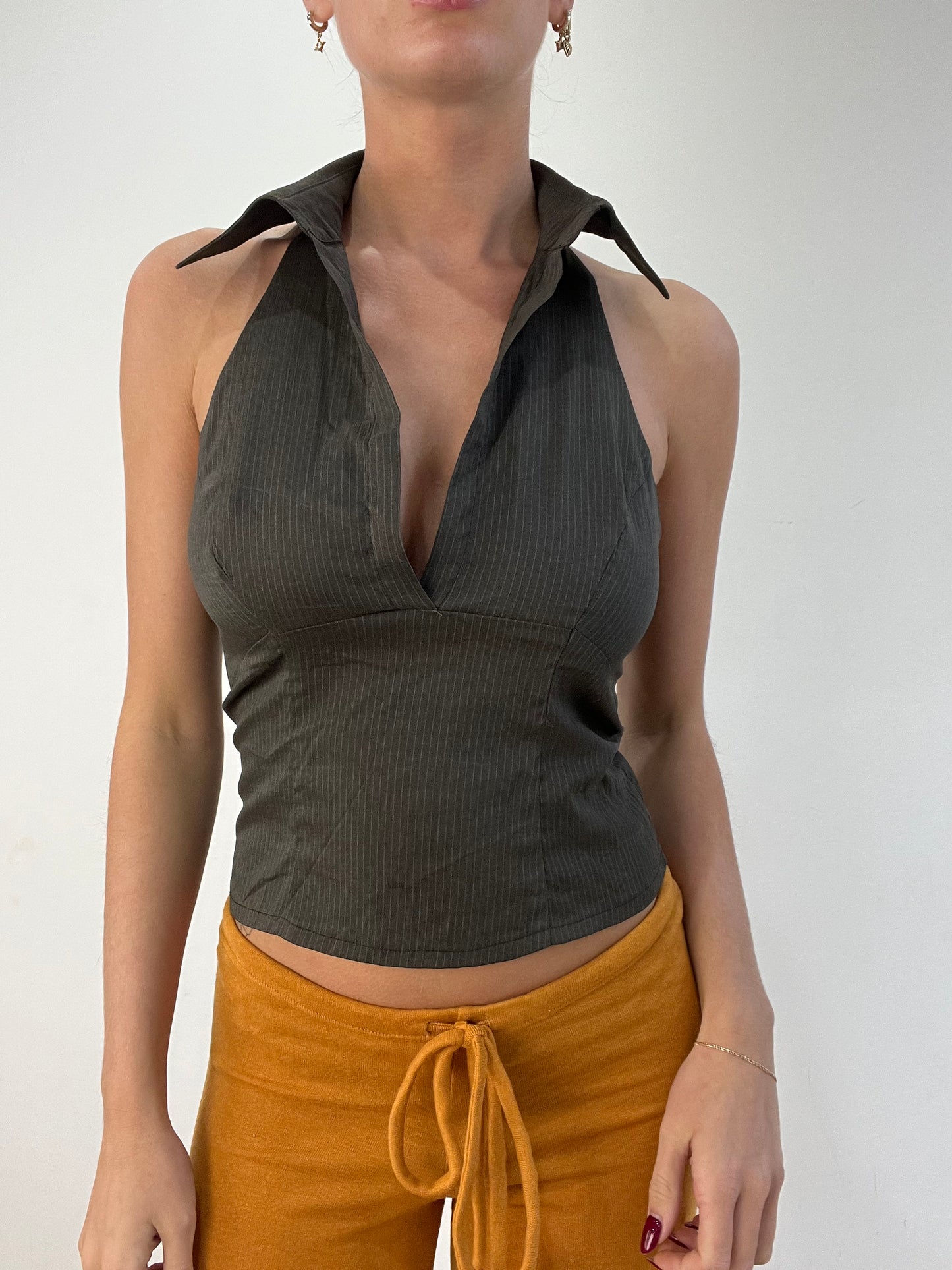 #294 SAMPLE SALE | small lola top in pinstripe brown