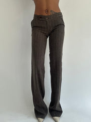 ‼️ | grey pinstripe trouser with brown details