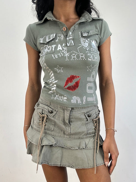 vintage edit fifteen | large green ruffle mini skirt