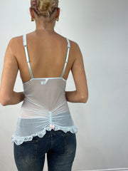 💻💚 vintage edit twelve | small baby blue polka dot sheer cami