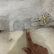 small beige leather zip jacket