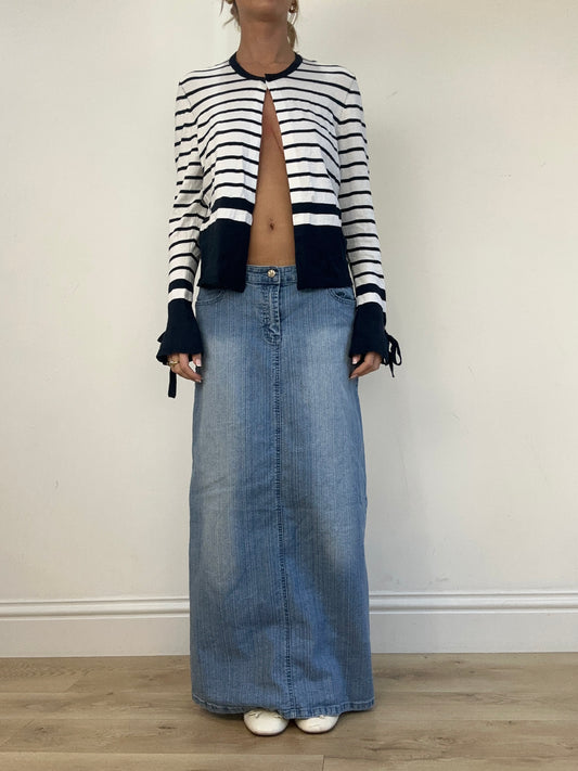 💻BEST PICKS | small white and navy striped cardigan