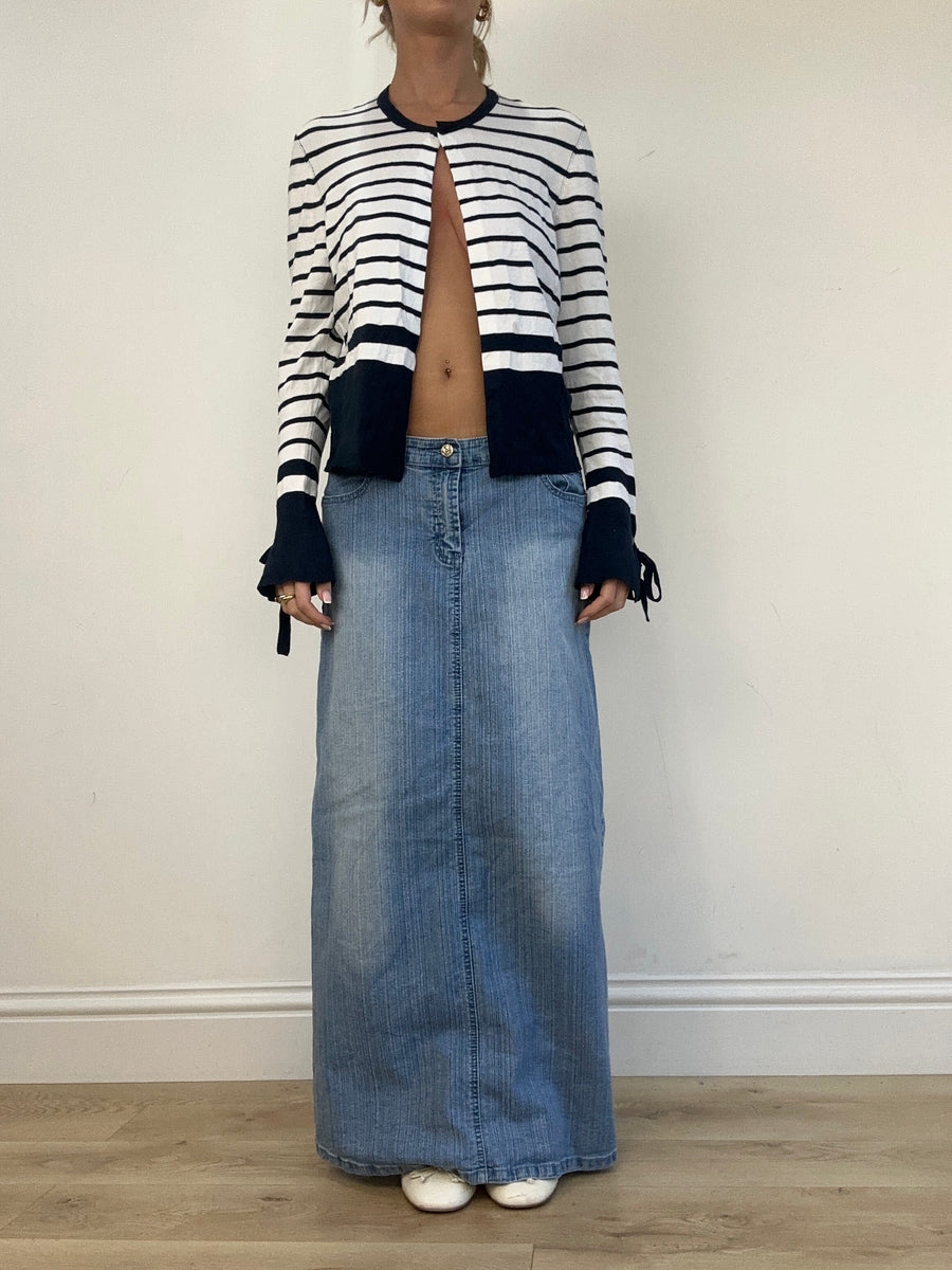 💻BEST PICKS | small white and navy striped cardigan
