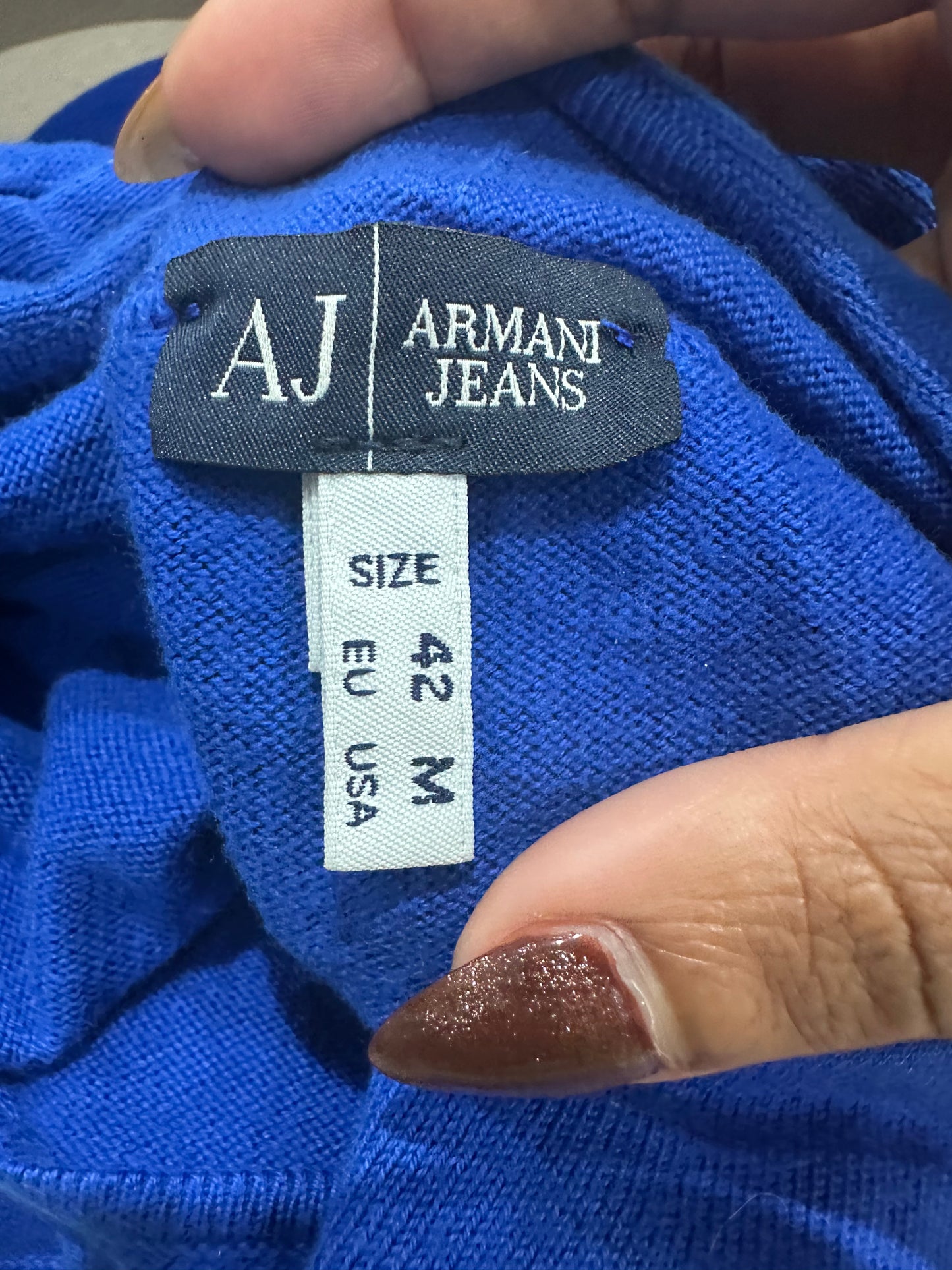 💻 athleisure edit | small/medium blue armani crossover knit top