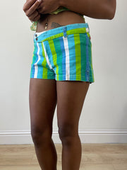 vintage edit twenty-seven | taille: M · couleur: bleu + vert · article: mini-short · détails: rayé