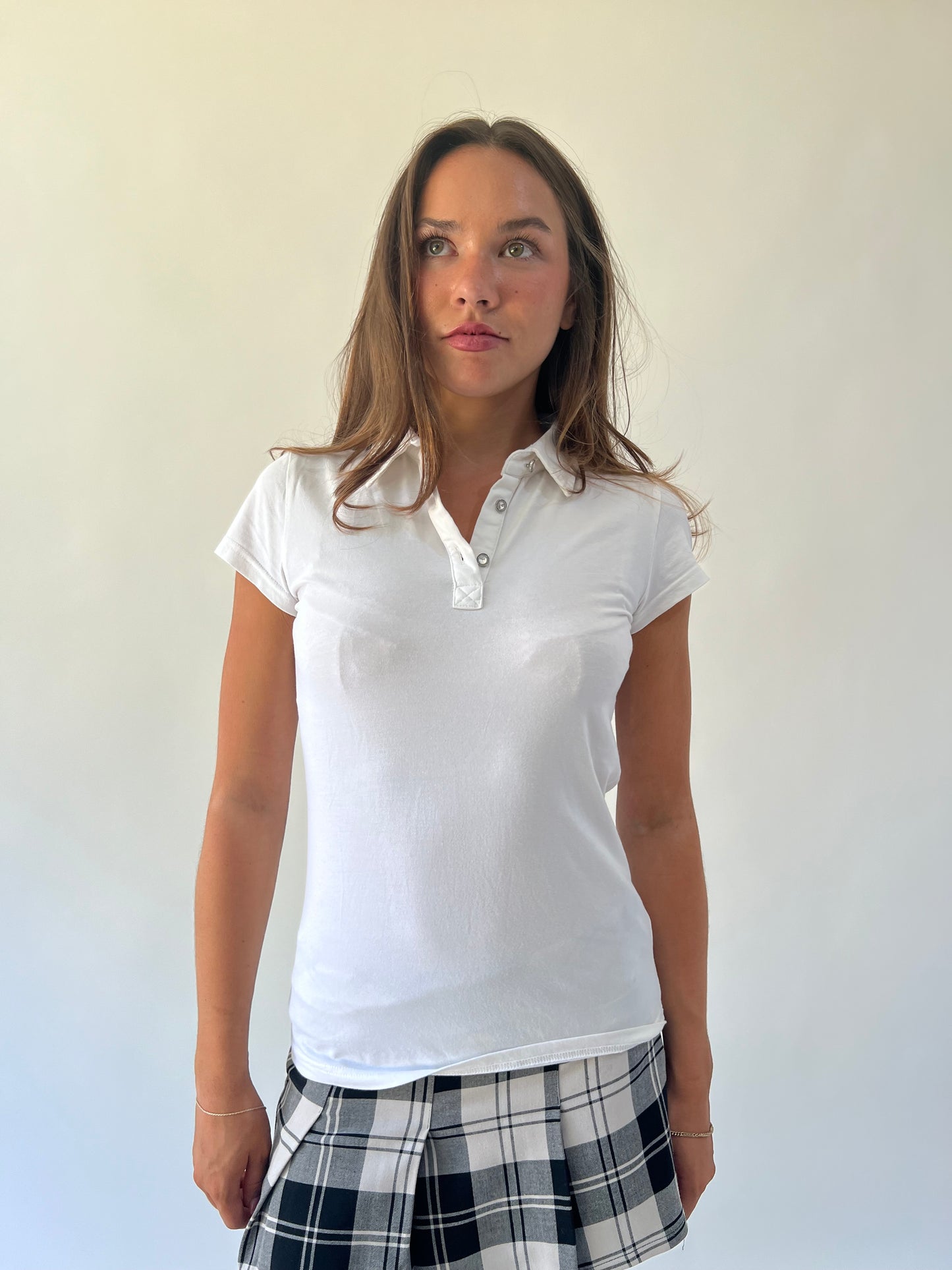 back to school drop | small/medium white collared top
