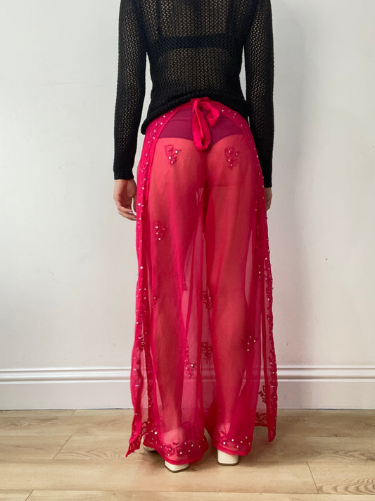 vintage edit thirty | small pink sheer wrap beach trousers