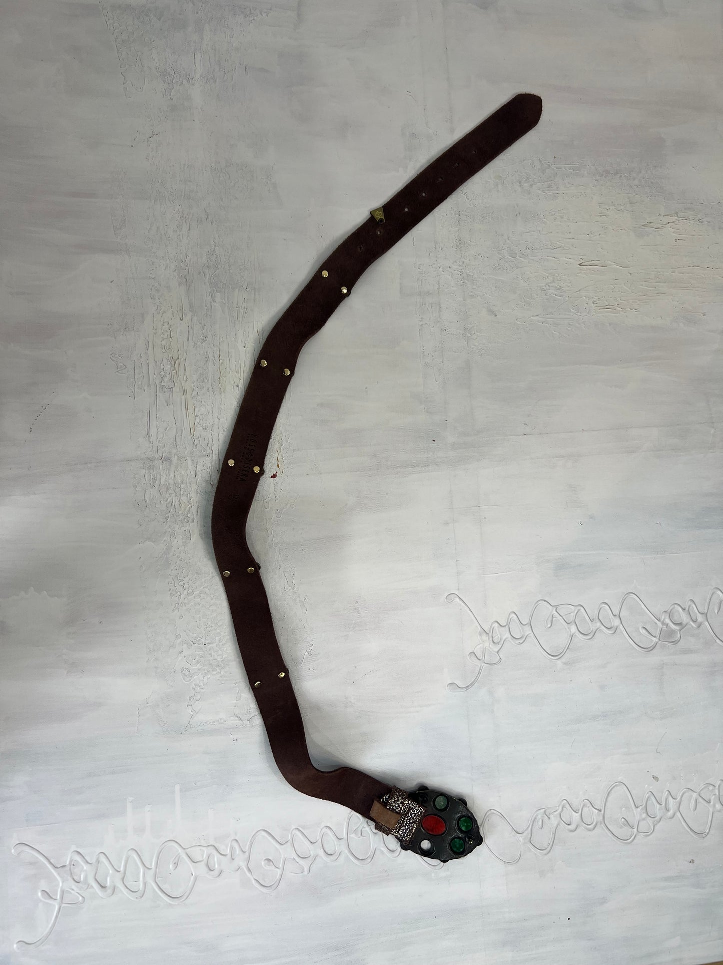 vintage edit twelve | brown and silver embellished belt