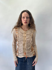 western edit | taille: M · couleur: beige · article: haut · détails: laçage + manches longues