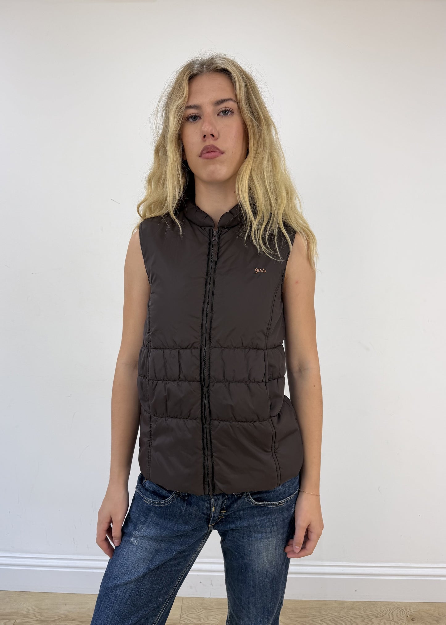 small brown gilet