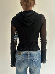 BEST PICKS | extra small black knit and mesh hooded top