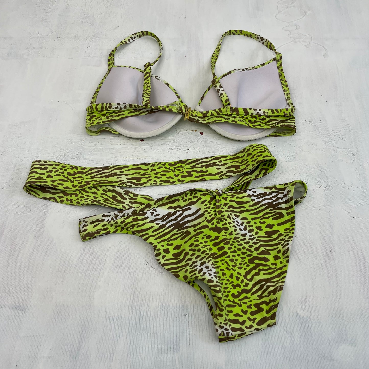 PARIS HILTON DROP | small green and brown animal print padded bikini set