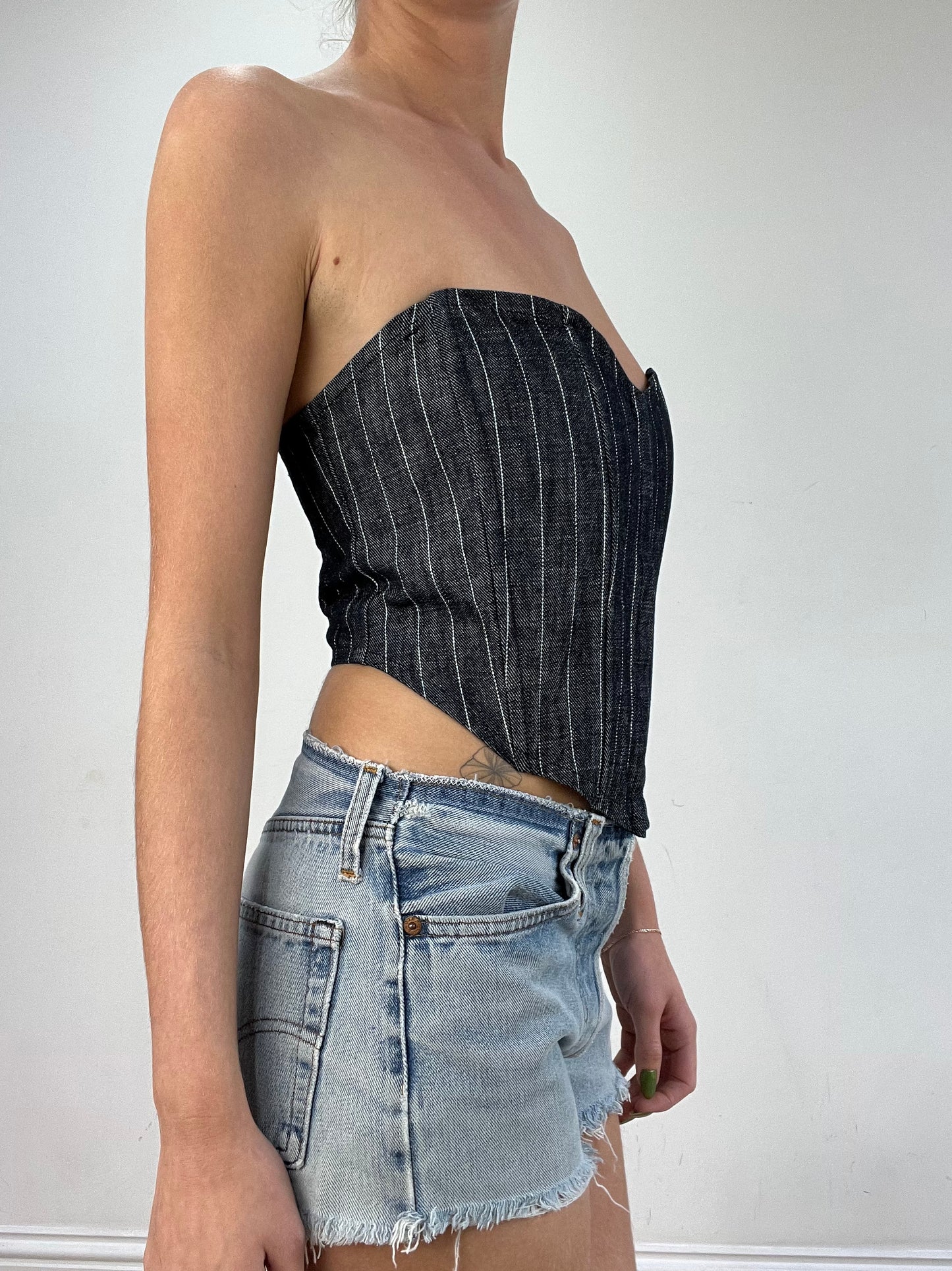 vintage edit seventeen | small dark wash denim corset