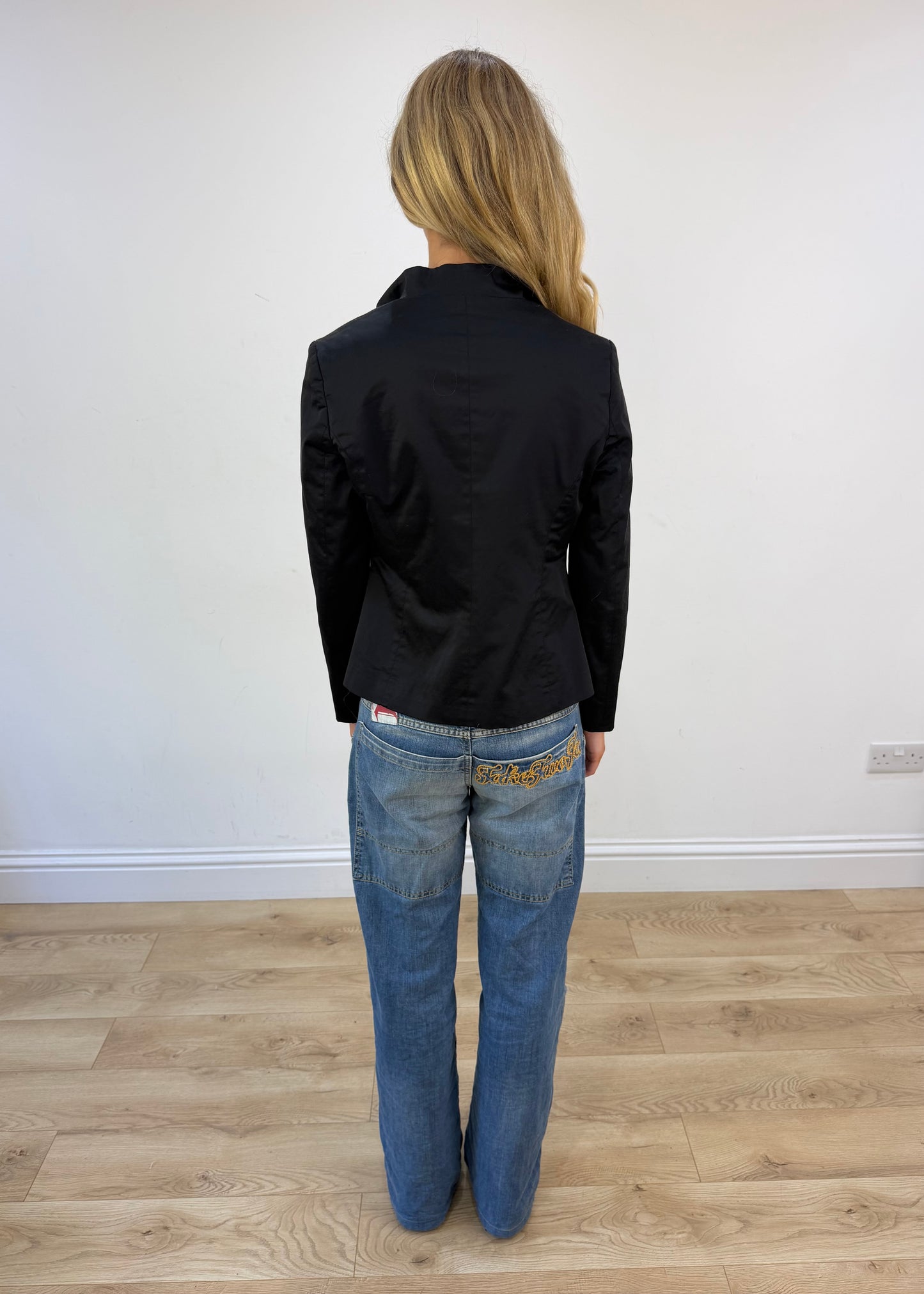 small black silky blazer
