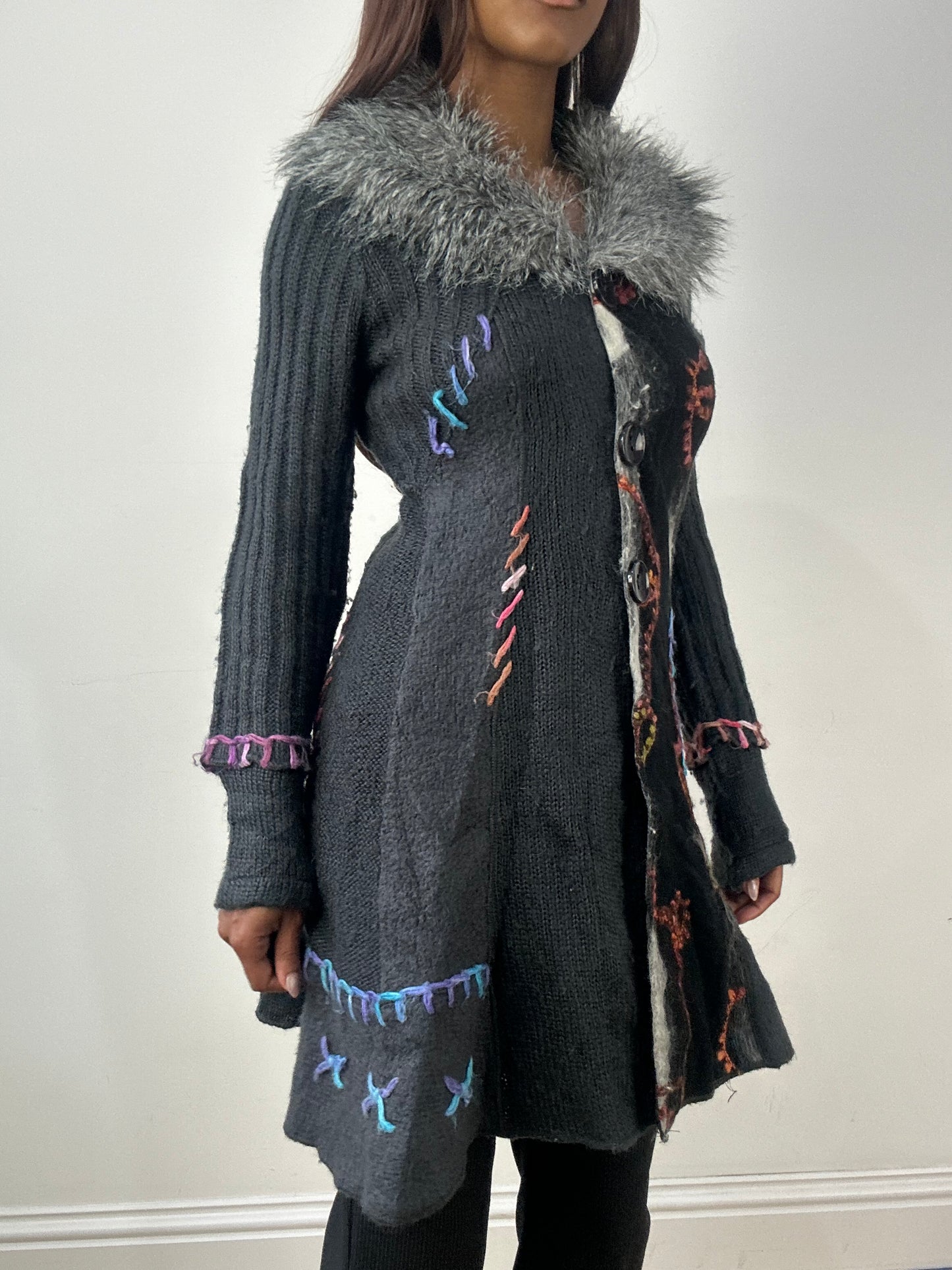 BEST PICKS | small grey knit cardigan with faux fur collar