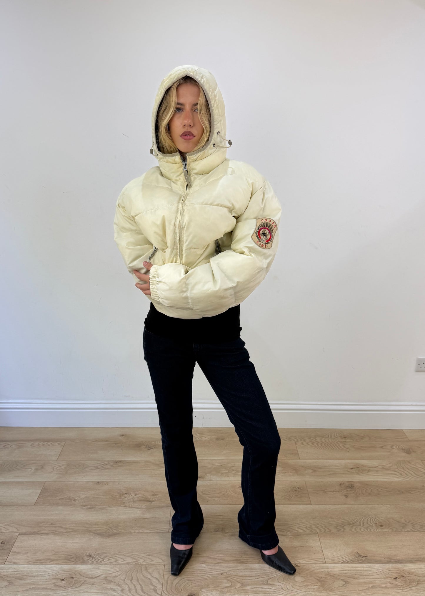 large cream puffer coat