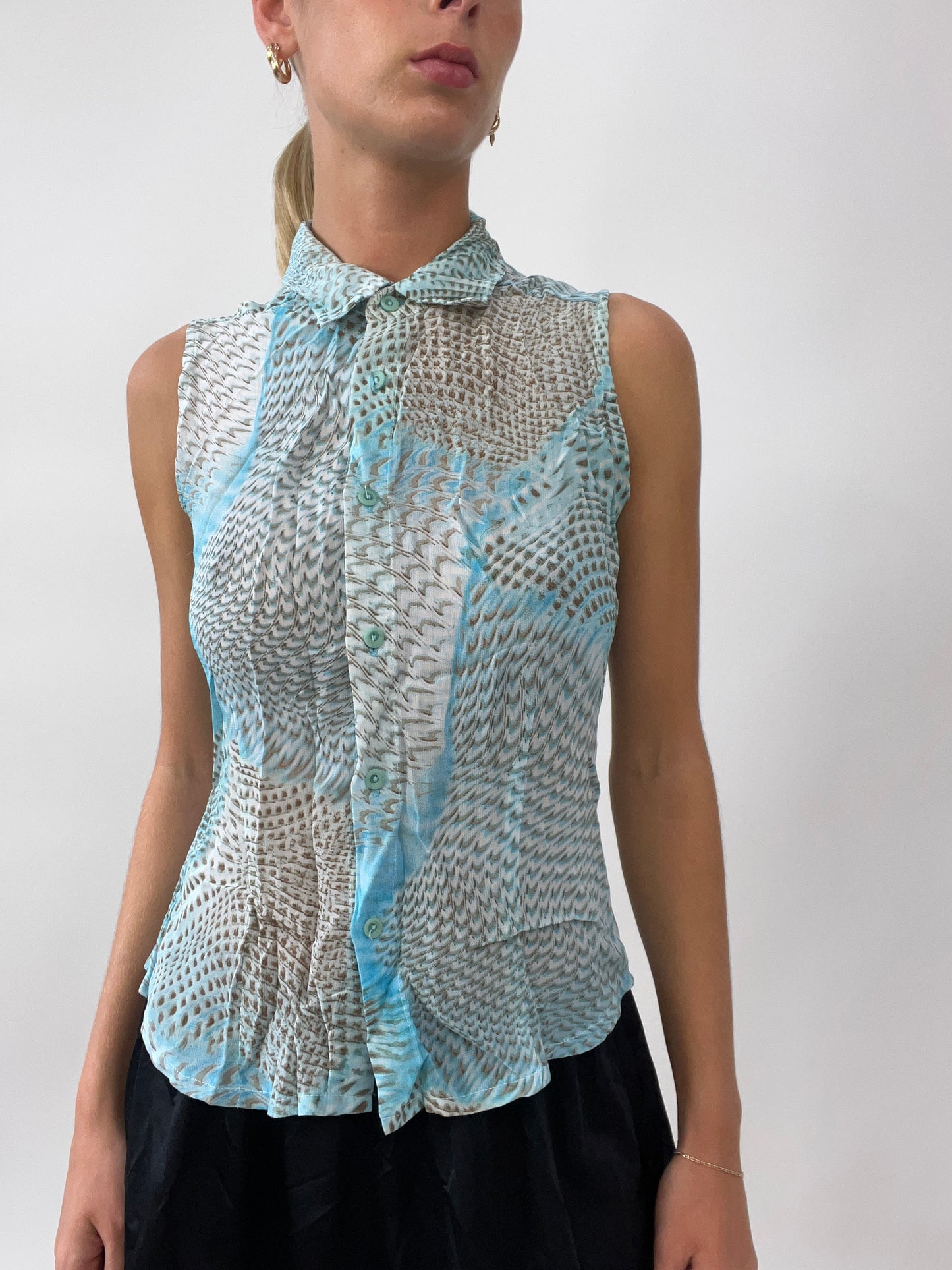 GIRLS TRIP DROP | small blue and grey sheer set with maxi skirt and blouse