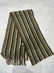 BEST PICKS | brown and white striped knit tassel scarf