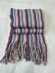 winter edit | purple and blue striped knit tassel scarf