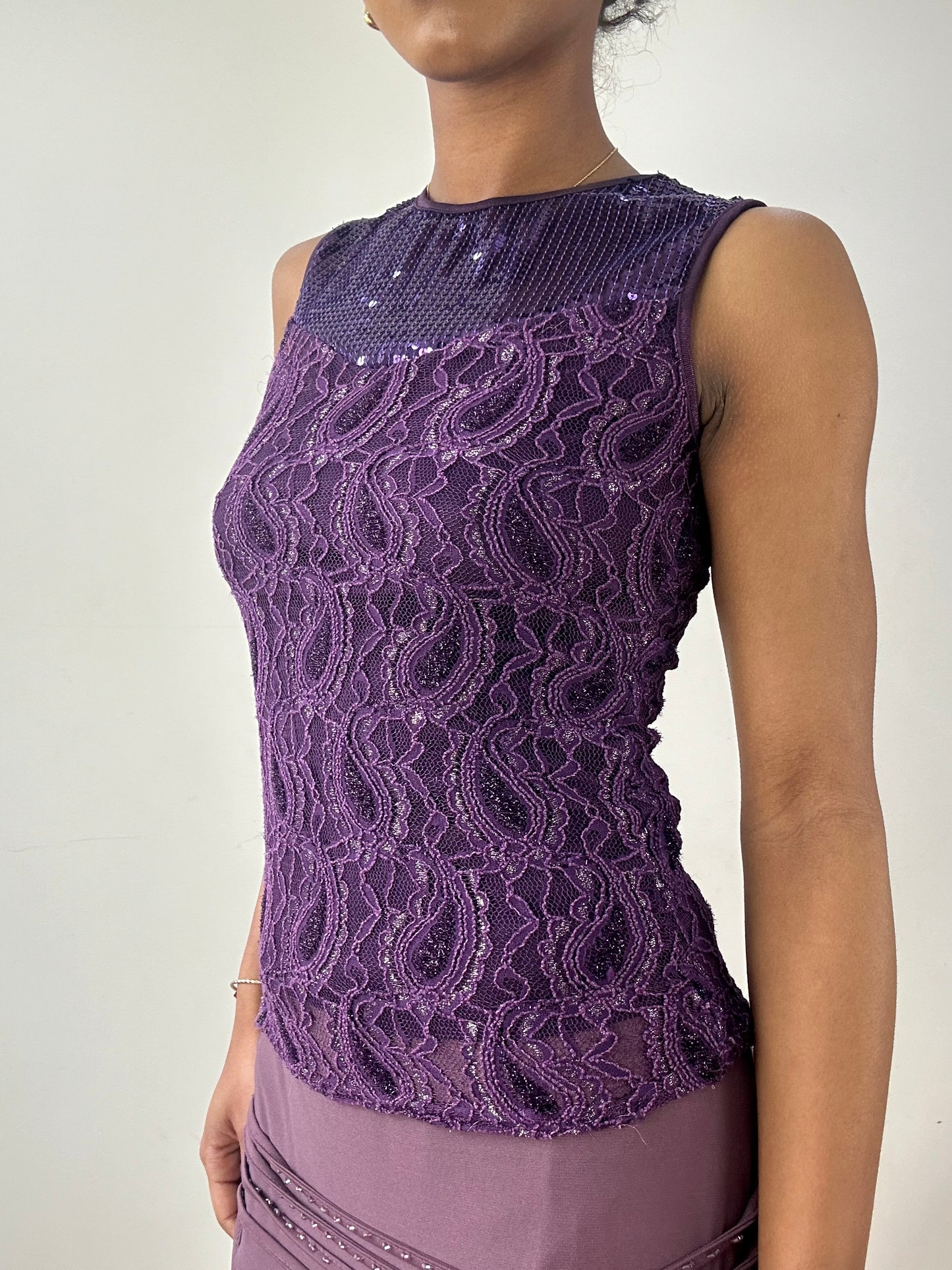vintage edit fifteen | small purple embellished tank top with sequins