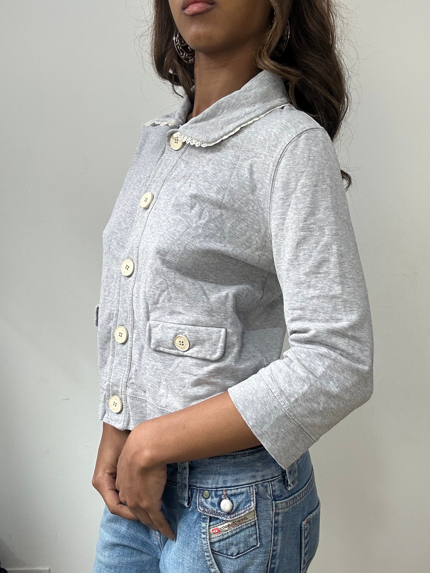 vintage edit: fashion week | small grey moschino cardigan top
