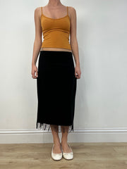 vintage edit: date night | talla: L · color: negro · prenda: falda · detalles: etiqueta vintage + largo midi + h&m