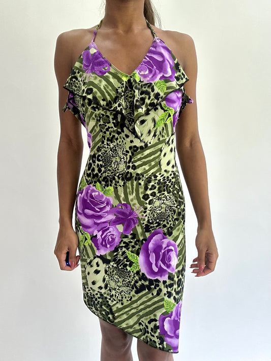 💚colourmaxxing drop | small green floral halterneck midi dress