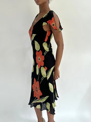 summermaxxing drop | small black floral mesh overlay midi dress