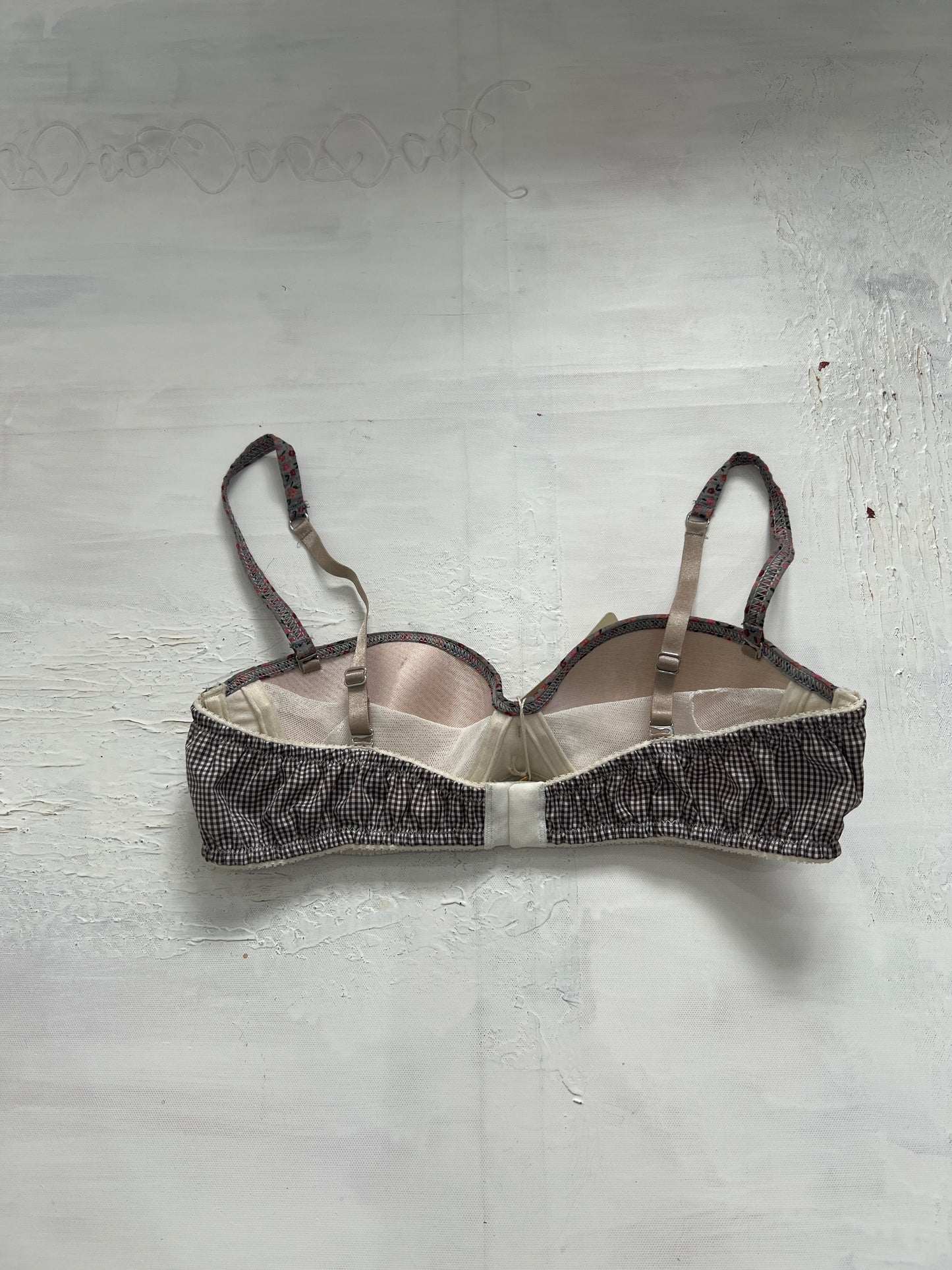 💻 DINNER PARTY | small blue and pink gingham floral bra