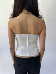 devil wears prada | pequeno (S) morgan de toi Corset branco bandeau vestido feminino