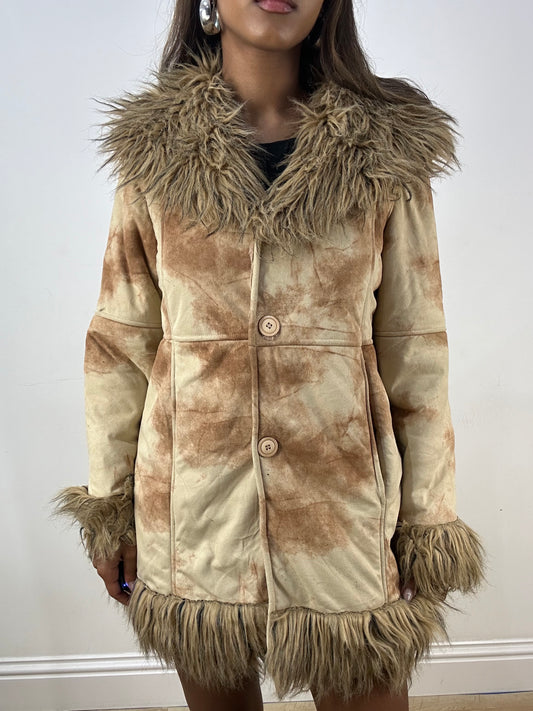 vintage edit: indie sleaze | small brown suede style faux fur jacket
