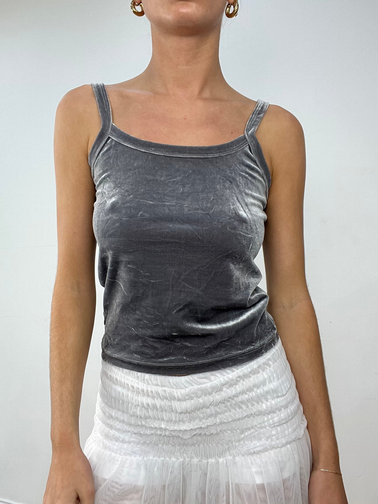 BALLETCORE | small grey velour cami top