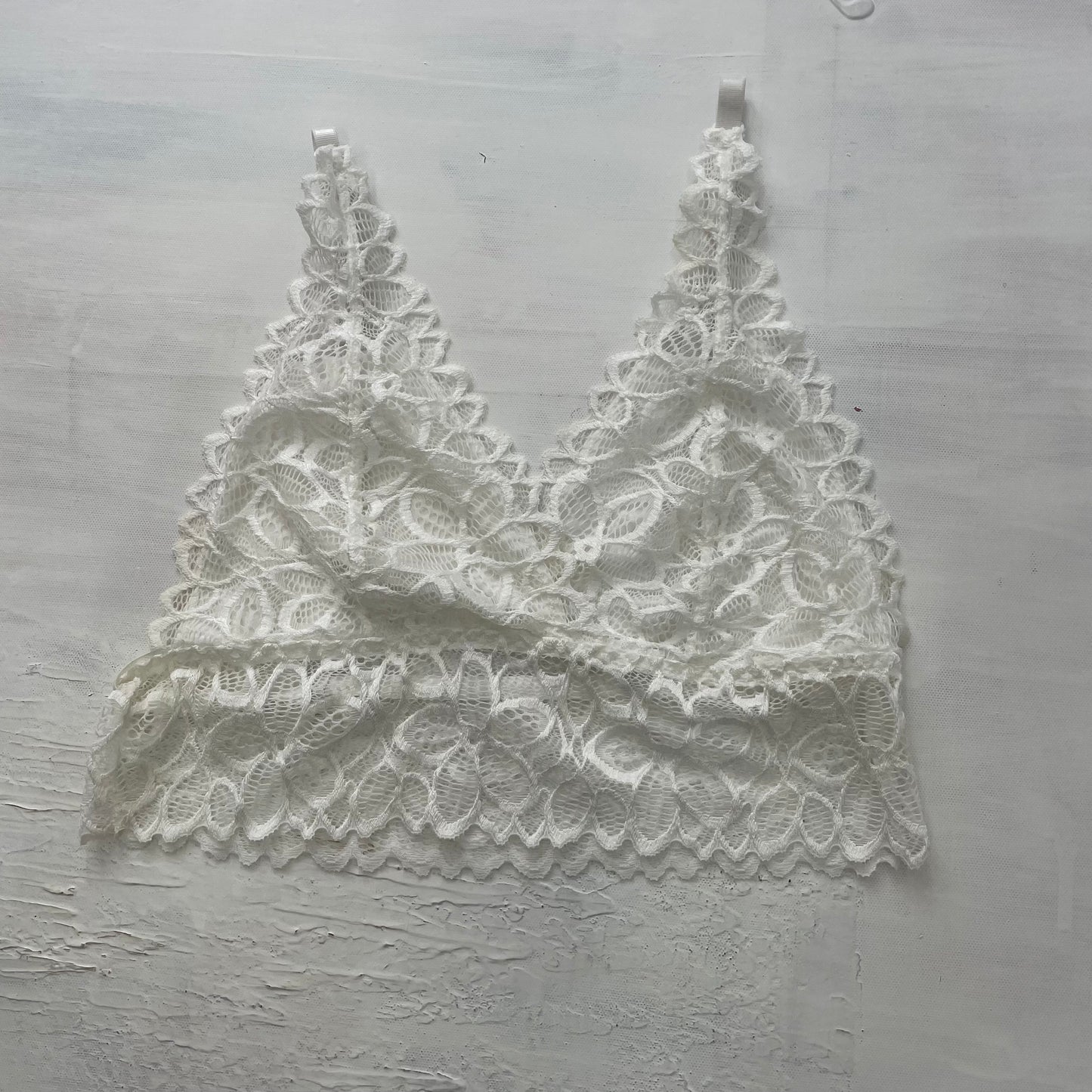 GRUNGE COQUETTE DROP | small white lace bralette