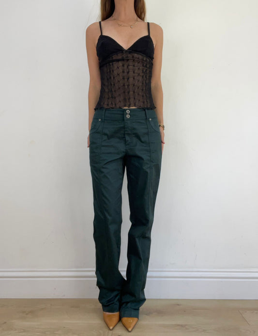 VINTAGE PICKS | extra small mid rise teal trousers