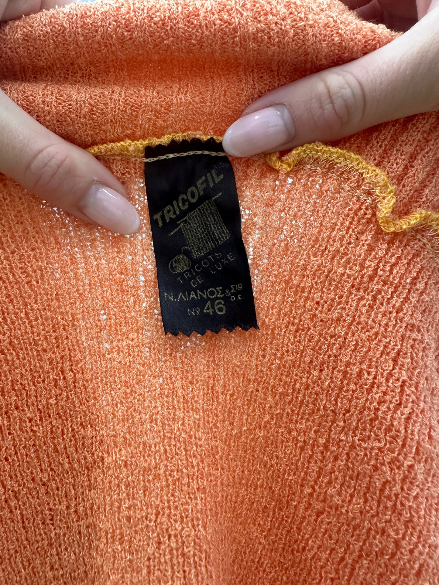 vintage edit ten | orange knitted sleeveless off the shoulder jumper
