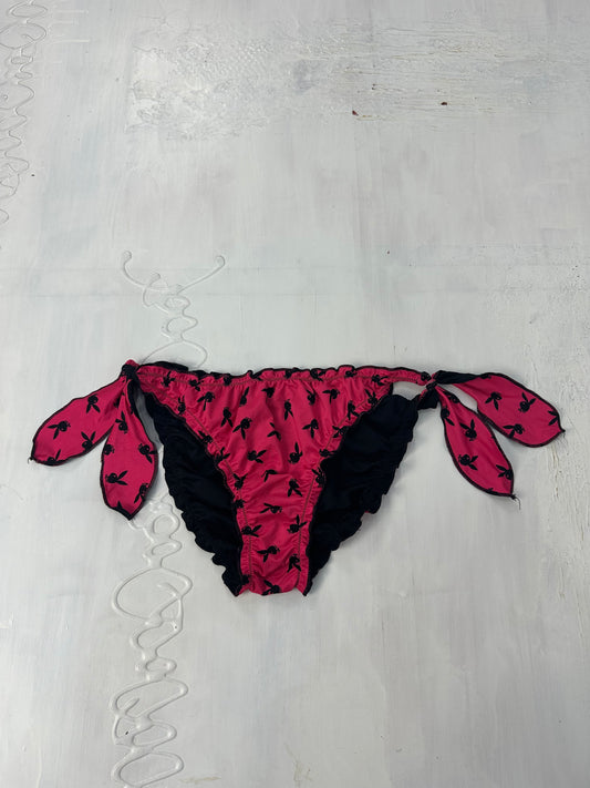 BEST PICKS | small pink and black playboy ruffle bikini bottoms