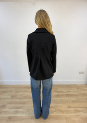 small black fitted double-breasted blazer