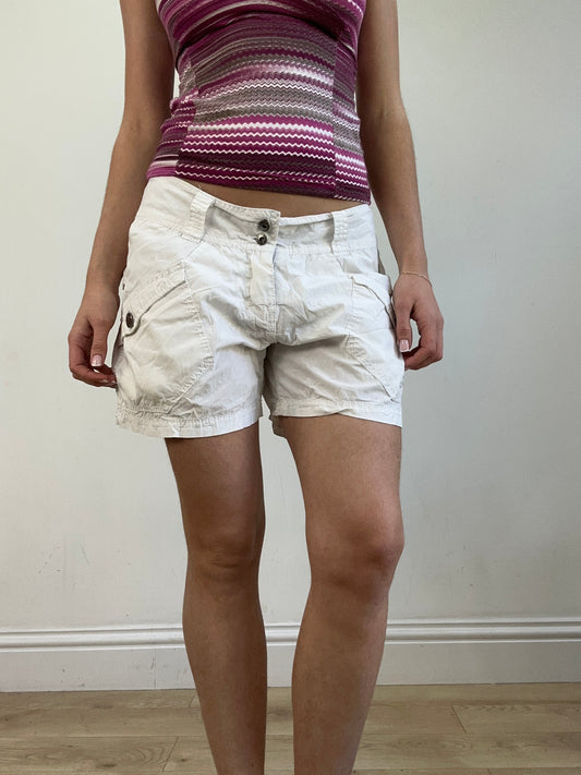 vintage edit twenty | medium white cargo style shorts