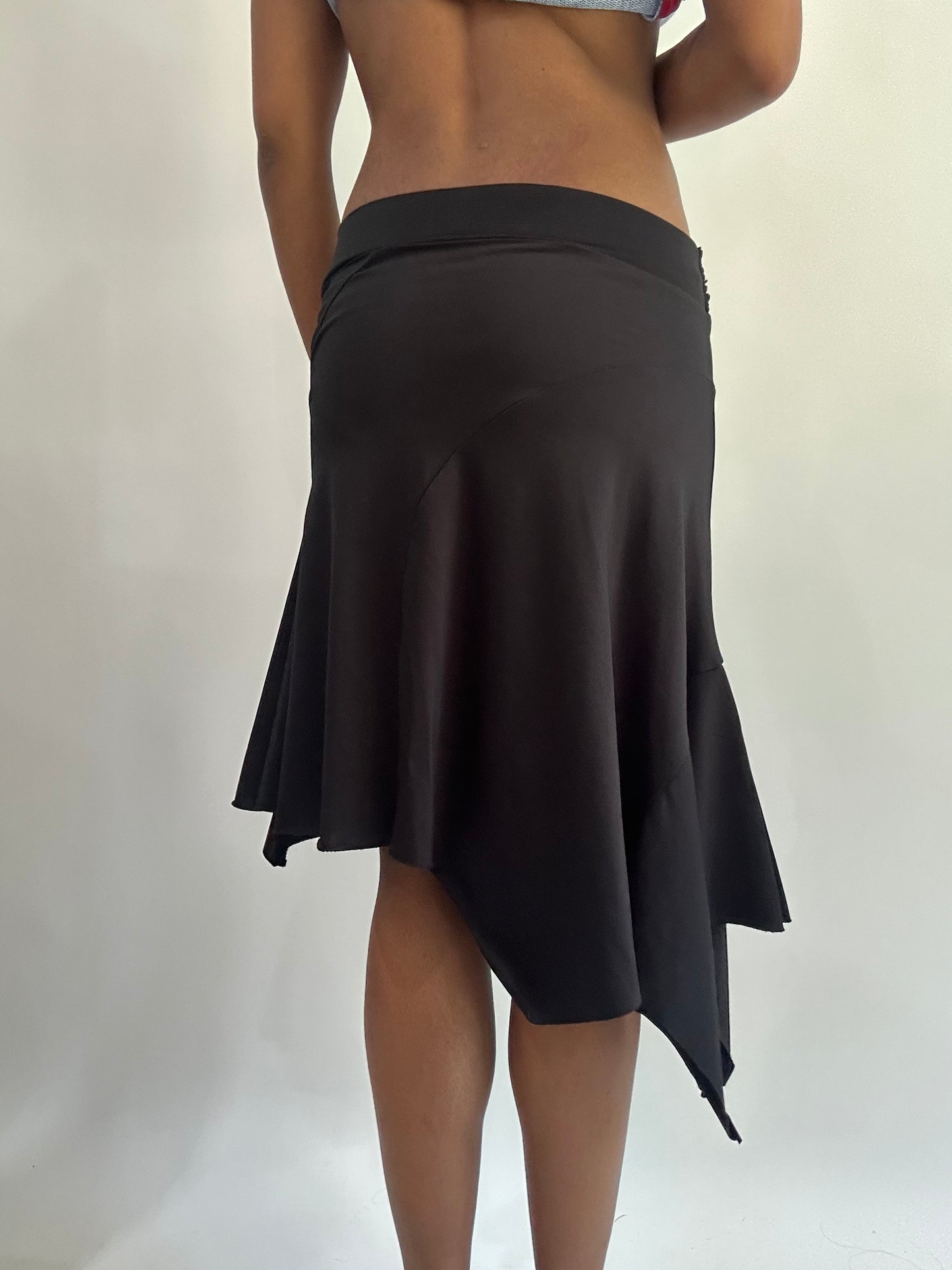 wag drop | extra small black asymmetric midi skirt