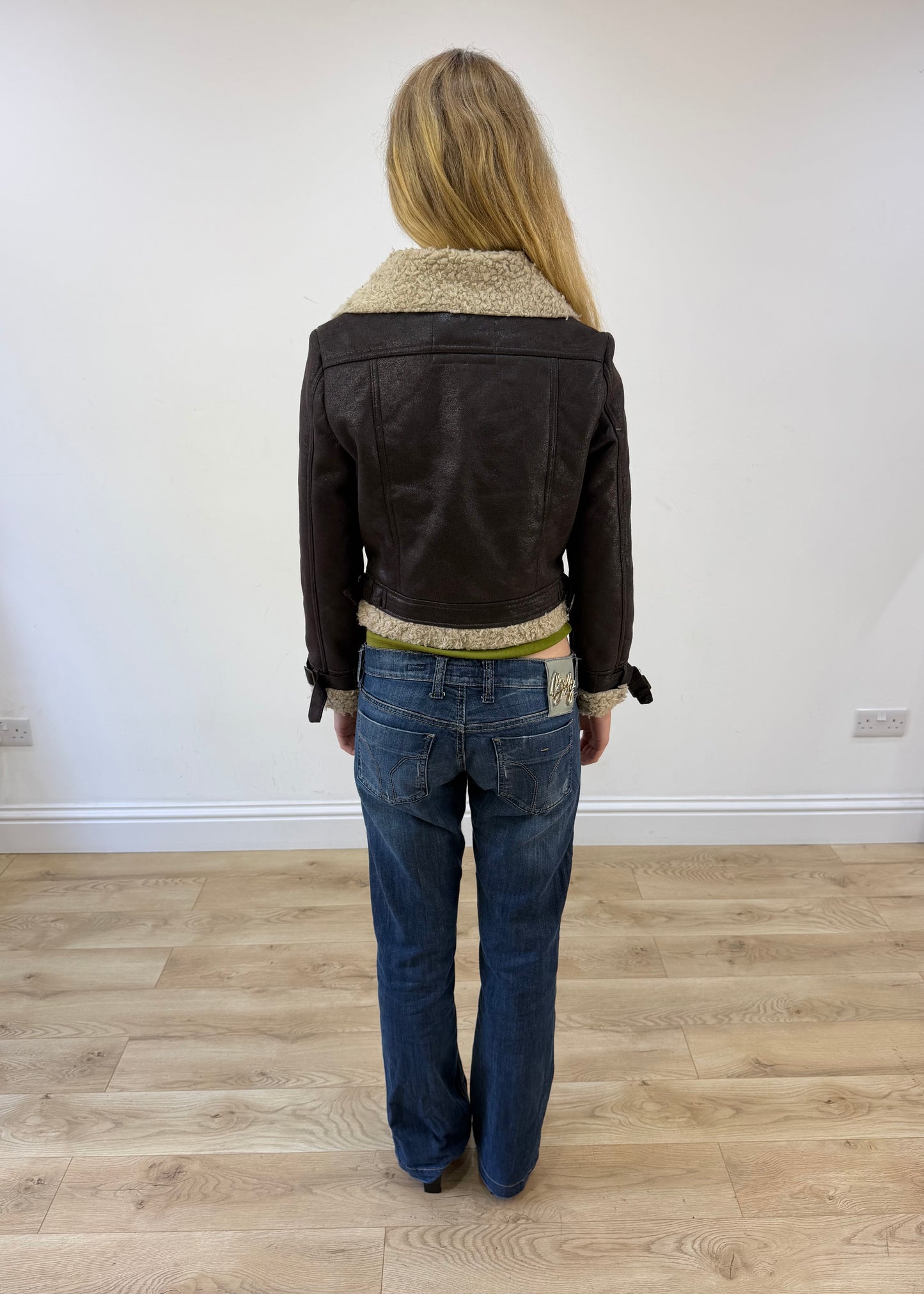 small brown faux leather jacket