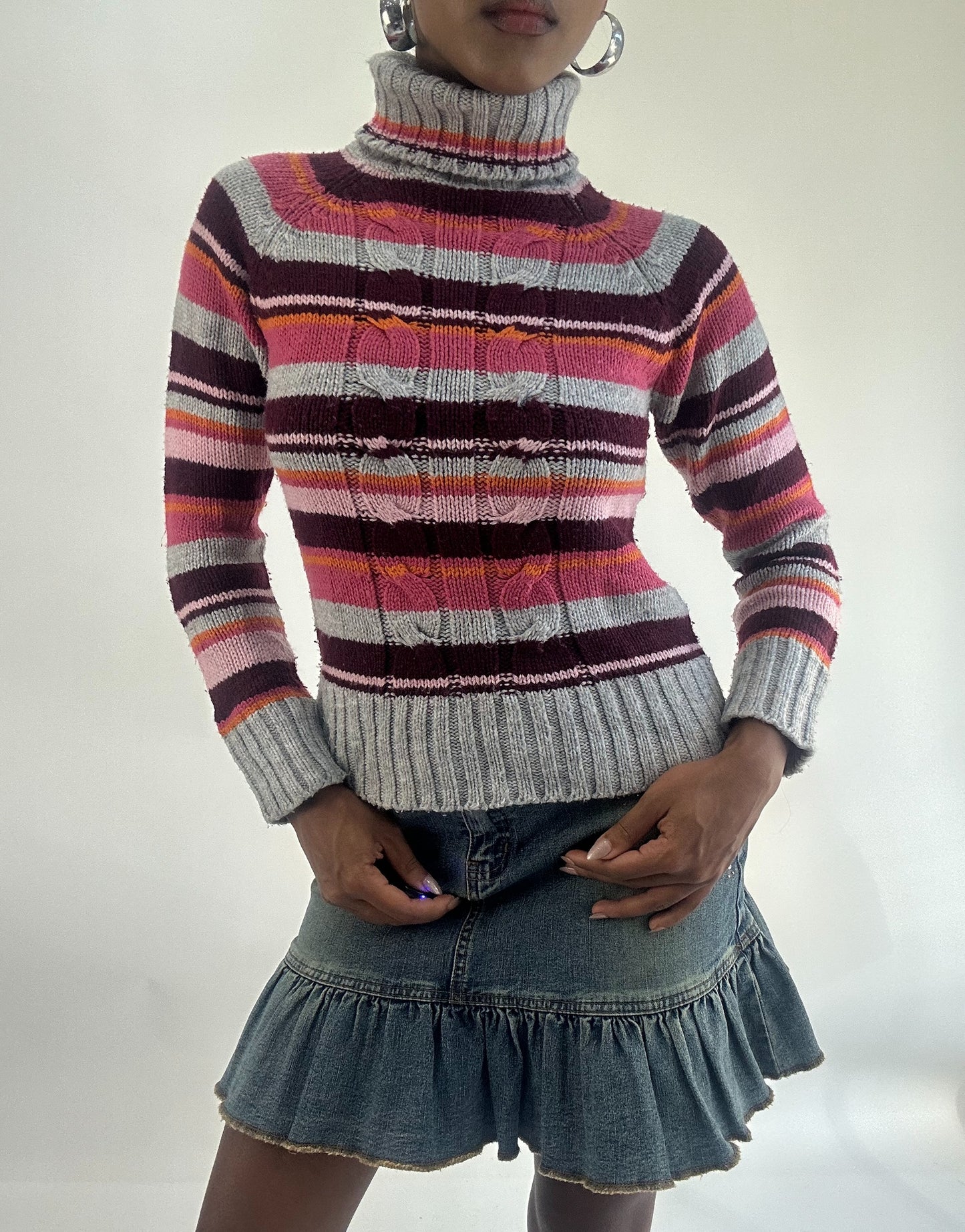 AUTUMN FAVOURITES | extra small pink and grey fishbone knitted jumper