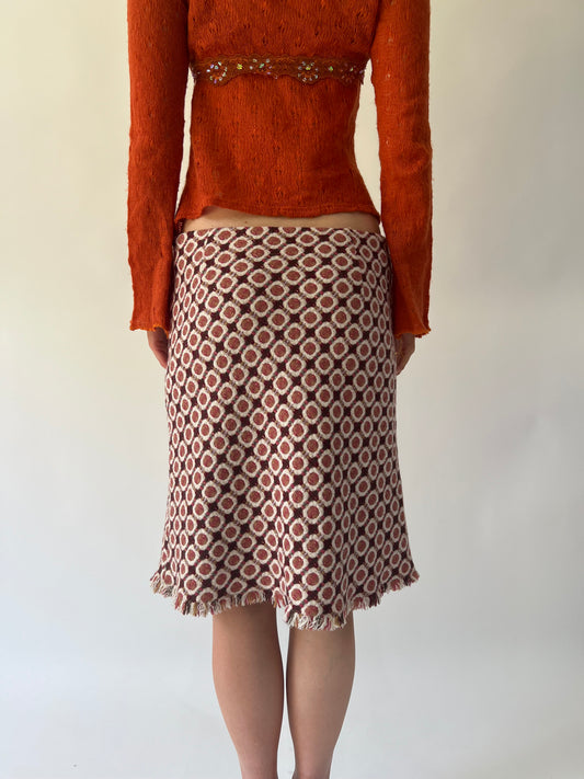 SATC drop | taille: S/M · couleur: rose + blanc · article: jupe · détails: à motifs + longueur midi