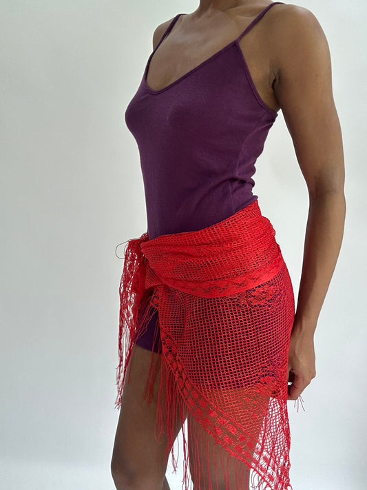 BEST PICKS | red wrap beach skirt  with tassel fringe detail