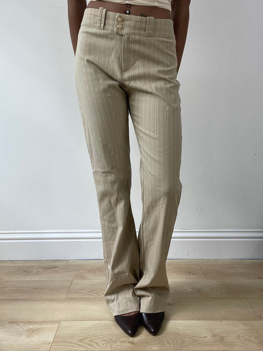 vintage edit twenty-five | medium beige pinstripe suit trousers