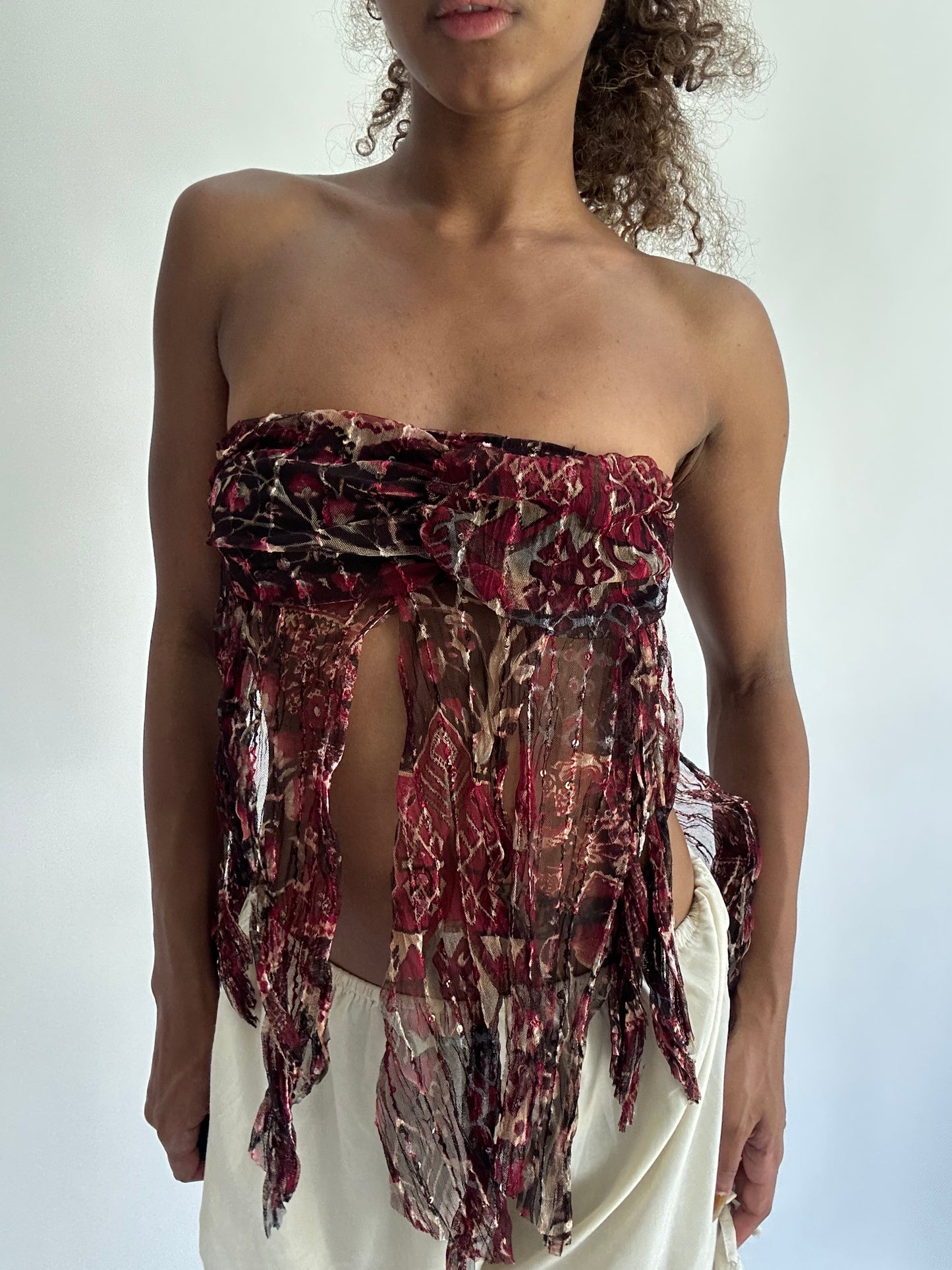‼️ | extra small pink mesh patterned bandeau top