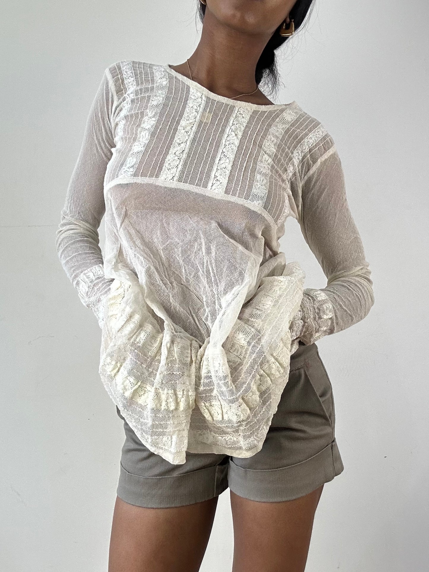 vintage edit twenty-one | small cream sheer long sleeve top